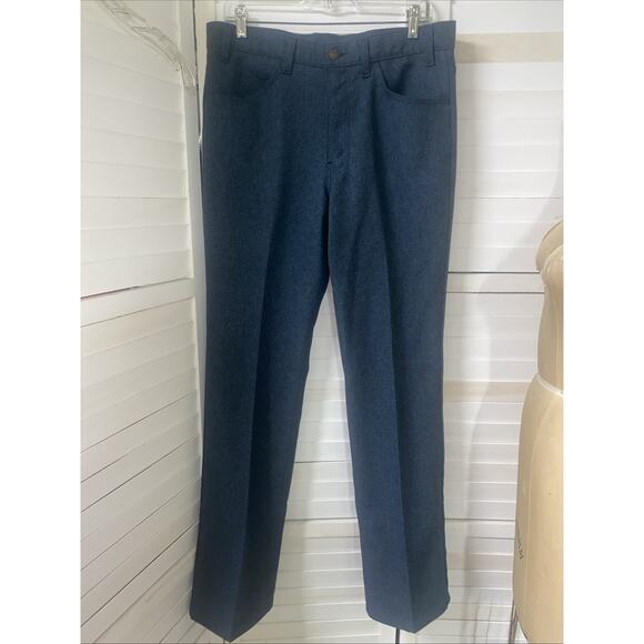 VTG 70s 80s Mens LEVIS Blue Dacron Polyester Knit Leisure Slacks Pants USA 34x34 - Picture 1 of 7
